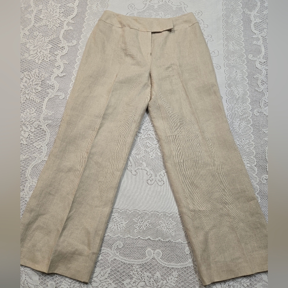 Talbots Cream Women's Dress Pants 100% Linen Sz 6